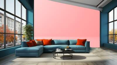 Blank pink display on floor background with minimal style. Blank stand for showing product. 3D rendering. Wall mural