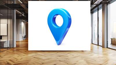 blue location 3d icon of gps pointer graphic element or navigation marker point pin sign and global  Wall mural