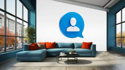 Blue website user icon symbol or social illustration avatar sign and business communication person design on profile interface background with modern technology human element concept. 3D rendering. Wall mural