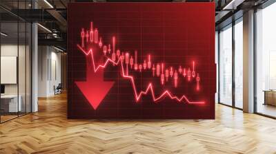 financial crisis stock chart business on economy market background with down diagram money exchange  Wall mural