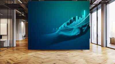 Growth business graph finance data diagram concept on stock market background with financial investment economy analysis chart or increase profit economic strategy success goal motivation development. Wall mural