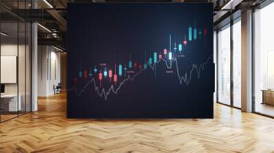 Growth investment stock market chart business finance graph on financial trade exchange economy data background of digital analysis money currency index profit concept success forex strategy diagram. Wall mural