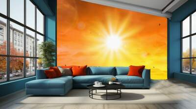 Heat wave of extreme sun and sky background. Hot weather with global warming concept. Temperature of Summer season. Wall mural