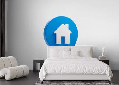 Home icon illustration design symbol or house building real estate sign of residential website art graphic element isolated on white background with modern simple property concept. 3D rendering. Wall mural