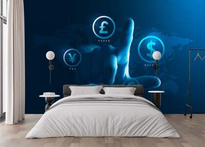 international currency global finance money business digital exchange dollar investment technology w Wall mural