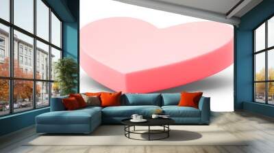 Valentine levitation pink podium isolated on 3d png stage background of heart shape romantic product display minimal concept or love presentation platform stand and empty pastel advertising pedestal. Wall mural