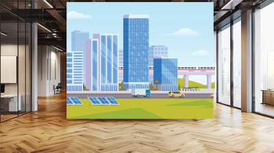 Vector City illustration of Urban Landscape Modern city, Building architecture, cityscape town, Concept for website template. Wall mural