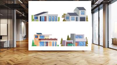 Vector element modern house buildings collection. villa. Flat design concept for city illustration. contemporary house Wall mural