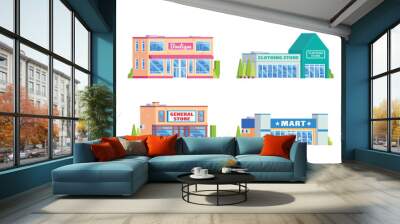 Vector element of boutique store, clothing store and mart building flat design style for city illustration Wall mural