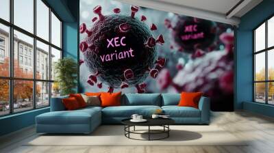 New Covid mutation XEC and 3D model of virus Wall mural