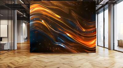 abstract futuristic background with glowing waves and bokeh lights on a dark brown background ai generative Wall mural