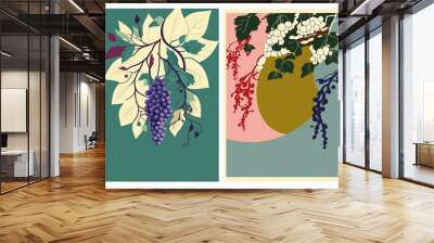 1. Celebrate the autumn wine festival with this set of backgrounds featuring grapevine frames and colorful psychedelic art, perfect for creating posters and cards.
2. Get creative with this collection Wall mural