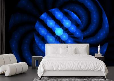 Abstract fractal fantasy blue rounded pattern and shapes. Wall mural