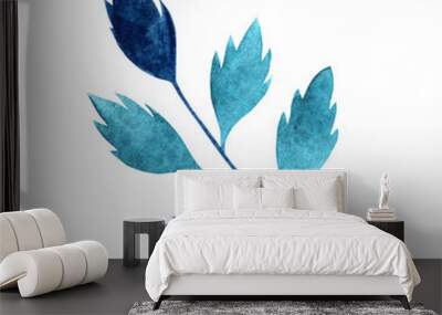 Hand drawn watercolor winter leaf. Isolated on a white background object. Wall mural