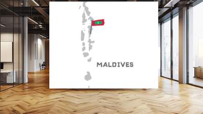 Maldives vector map illustration, country map silhouette with the flag inside. near the Indian Ocean. All countries can be found in my portfolio Wall mural