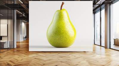 Photo of a Fresh and Ripe Green Pear on a Minimalist White Background Wall mural