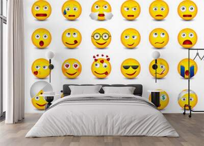 emoticons. big set on white background. emoji vector illustration Wall mural