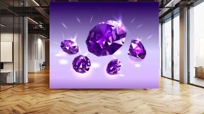 Beautiful bright purple diamonds on a purple background. Vector illustration. Wall mural