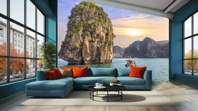 seascape sunset at Halong Bay Wall mural