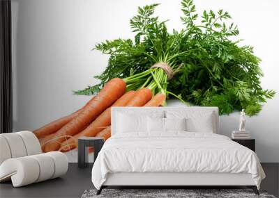 Bunch of new carrots isolated on white Wall mural