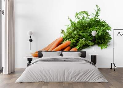 Bunch  of new carrots isolated on white Wall mural