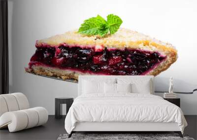 Homemade mix berry pie slice isolated on white Wall mural