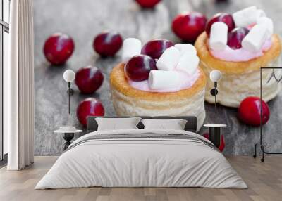 puff  pastry stuffed with fruity soft cream cheese and cranberry Wall mural