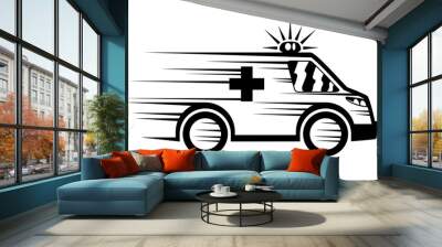 Black ambulance icon on a white background. Wall mural