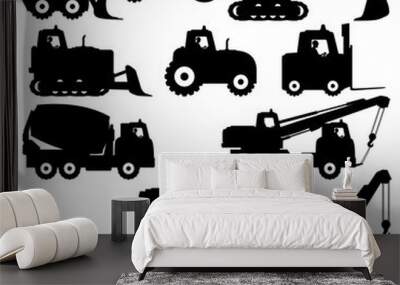 Trucks and tractors. Wall mural