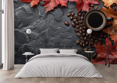 autumn leaves and coffee  Wall mural