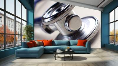 Medical stethoscope in white background Wall mural