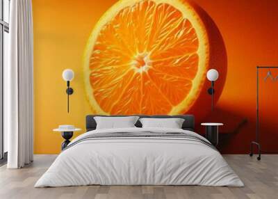 Vibrant Fresh Orange on Orange Background Close Up. Wall mural