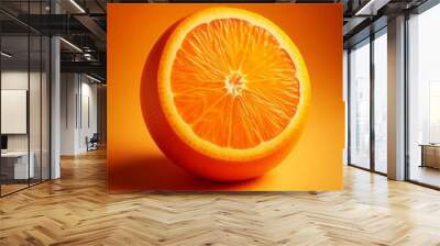 Vibrant Fresh Orange on Orange Background Close Up. Wall mural