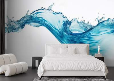 Water splash and wave on white background. Generative Ai Wall mural