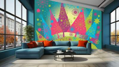 colorful christmas card Wall mural