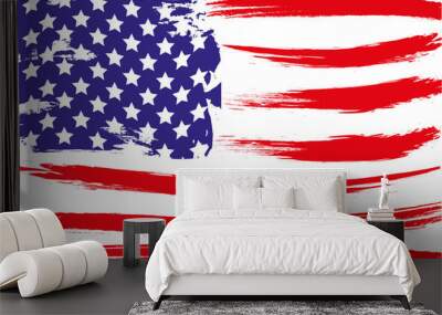 USA grunge flag, painted american symbol of freedom Wall mural