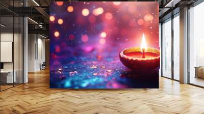 Contemporary Diwali theme with abstract art and a clear space for a greeting. Wall mural