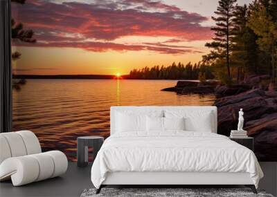 Lake northern minnesota sunset Wall mural