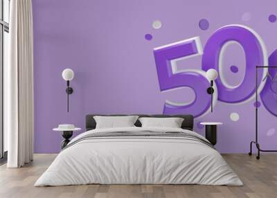 500K likes online social media thank you banner. 3D rendering Wall mural