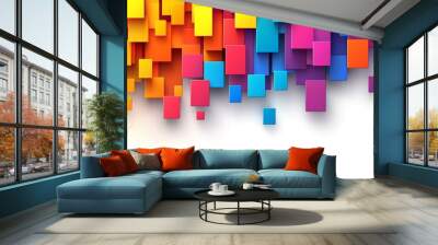 Dynamic 3D blocks in mid air showcasing modern design and creative architecture Wall mural