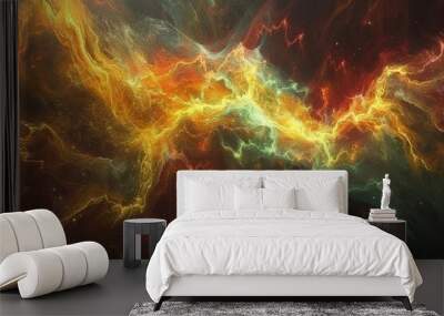 Fiery Cosmic Nebula in Outer Space Emphasizing Dynamic Colors and Celestial Phenomena Wall mural