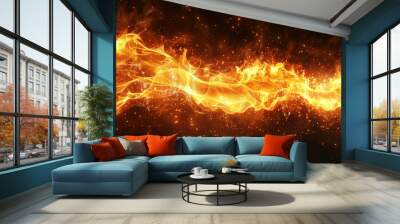 Fiery orange wave dynamic and energetic digital illustration Wall mural