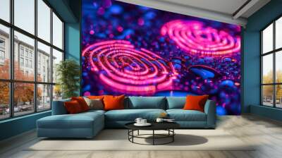 Glowing fingerprints on surface digital security futuristic technology cyber interface high tech innovation AI data sci fi concept Wall mural