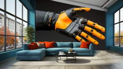 Industrial robot arm equipped with precision tools highlighting its role in modern manufacturing processes. Wall mural