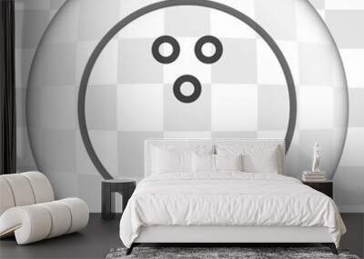 Bowling ball simple icon. Flat desing. Glass button on transparent grid Wall mural