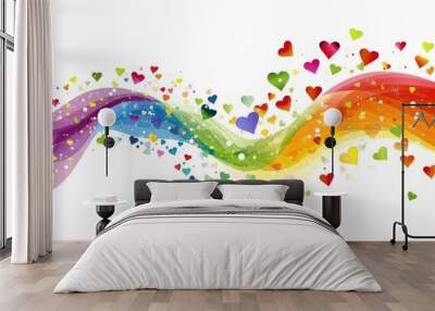 LGBTQ Pride collaboration. Rainbow passing colorful marbling diversity Flag. Gradient motley colored apprentice LGBT rights parade festival anxiegender pride community equality Wall mural