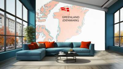 A map of Denmark with the national flag of Denmark on it Wall mural