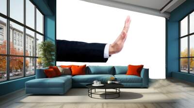 Businessman showing stop gesture with his hand Wall mural