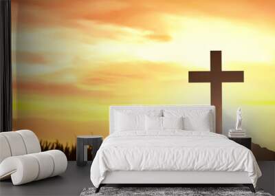 Christian Cross on the field Wall mural