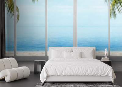 Empty room with beach and ocean view Wall mural